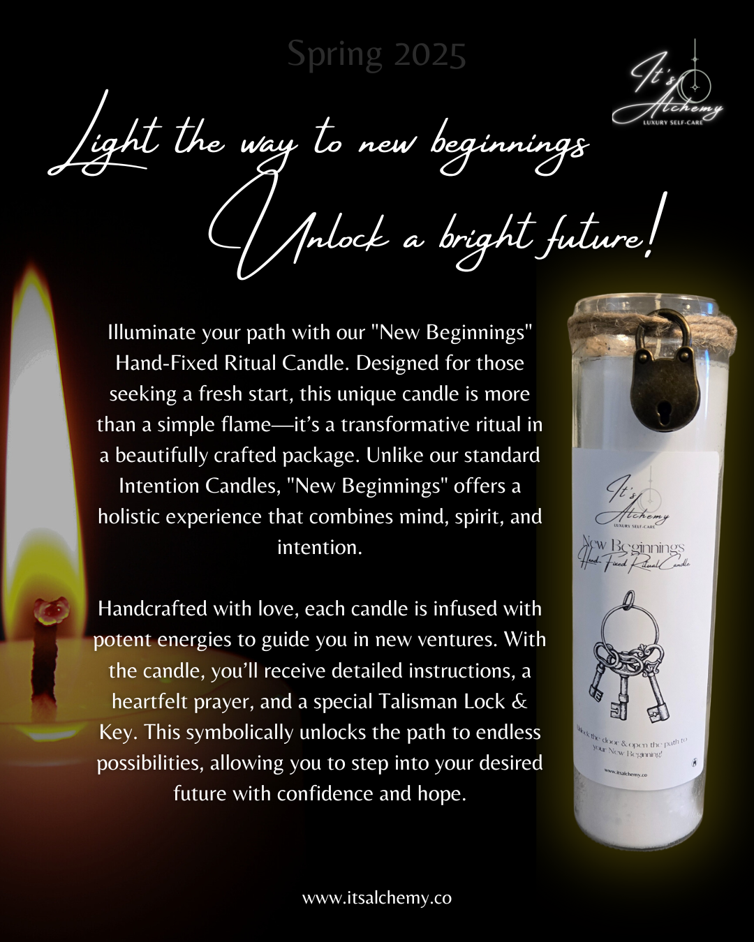 New Beginnings: Hand-Fixed Ritual Candle